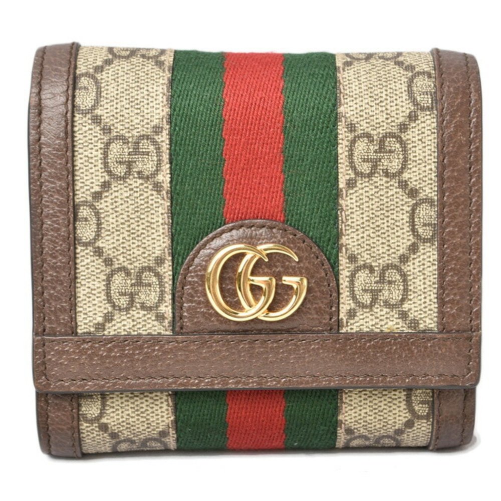 Gucci Wallet Bi-fold GUCCI Folding Beige Brown 598662 96IWG 8745 Ophidia GG S... - Picture 2 of 12